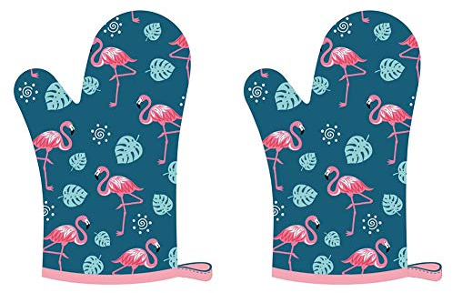 Dusenly 1 par de guantes de horno de cocina, guantes de horno de microondas, aislamiento térmico, guantes antiquemaduras para cocina, hornear, barbacoa, parrilla (verde)