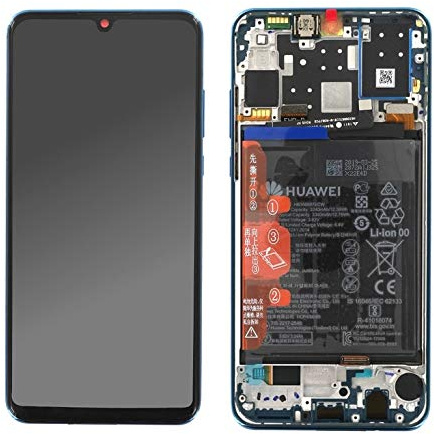Handyteile24 ✅ Display Bildschirm Touchscreen mit Rahmen und Akku in Peacock Blue/Blau für Huawei P30 Lite - 02352RQA
