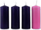 Set di 4 moccoli in Cera per l'avvento. in Due Colori: Viola e Rosa. Dimensioni: Altezza cm 19 - Diametro cm 7.