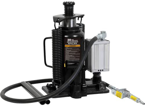 Torin 20 Tonnen (18,1 kg) Kapazität pneumatischer, hydraulischer Heavy Duty Wagenheber mit manueller Pumpe für LKWs, ATA92006B, schwarz