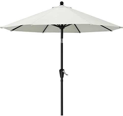 MasterCanopy 270 cm Sonnenschirm neigungsverstellbar, mit 8 Rippen und Kurbel, für Patio, Garten, Terrasse, Markt, Beige