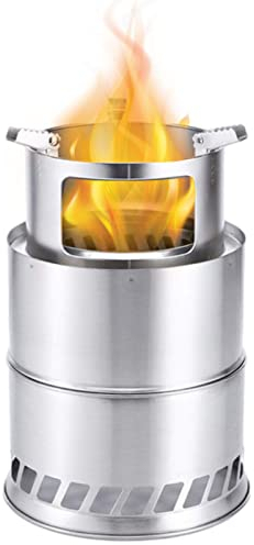 Holzofen Tragbar Edelstahl | Campingkocher Holzvergaser Kocher Outdoor | Holzvergaser Camping Winddicht Für Camping, BBQ, Picknick, Outdoor Backpacking (L)