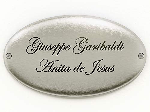 Targa fuoriporta in Ottone Cromato 13,5 x7 cm. con incisione personalizzata per casa ufficio azienda albergo