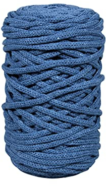 Rayher Braidy Recycling Garn, geflochten, 4 mm ø, jeansblau, 250 g Knäuel, Lauflänge ca. 60 m, Strickgarn, Häkelgarn, Textilgarn, Bastelgarn, Knüpfgarn, Macrameegarn, 42010372