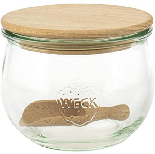 Vetrerie Bonosa Tarro de cristal de 500 ml con forma de tulipán, tapa de madera y pala.