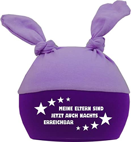 Baby 2-Zipfelmütze Multicolor (Flieder-lila) (Gr. 2 (KU: 39-53)) Meine Eltern sind jetzt auch nachts erreichbar