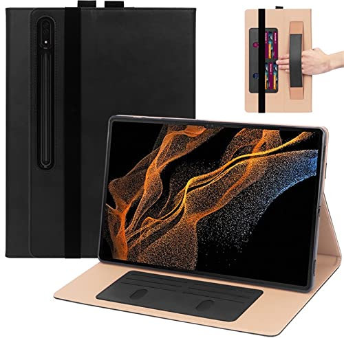 HAODEE Para Samsung Galaxy Tab S8 Ultra Case 14.6 Pulgadas 2022 (SM-X900/SM-X906/SM-X906B/SMX906U), Estuche de Tableta de Negocios de Cartera Liviana (Color : Black, Size : Tab S8 Ultra)