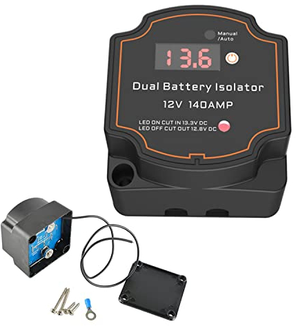 Heart Horse Split Charge Relay 12V 140 Amp Smart Dual Battery Isolator Manual/Auto Modes VSR-Voltage Sensitive Relay,with LED Screen Voltage Display, Fit for ATV, UTV, Boat, RV,Camper Vehicle