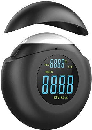 SWAREY Digital Light Meter Ambient Temperature Measure, 360° Sensor Range up to 200,000, Handheld Lux Meter With 12 Groups Data Storage Magnetic Suction for Garden Plants LED Light