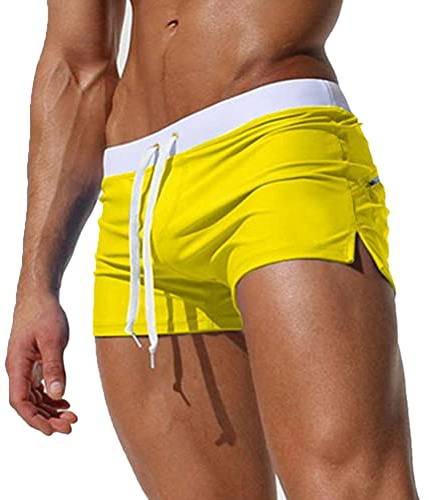 Oanviso Maillot de Bain Serrés pour Hommes avec Poche Zippe Boxer Trunks Shorts Shorts de Sports Nautiques avec Cordon de Serrage Classiques Couleur Unie Surf Shorts Swimpants