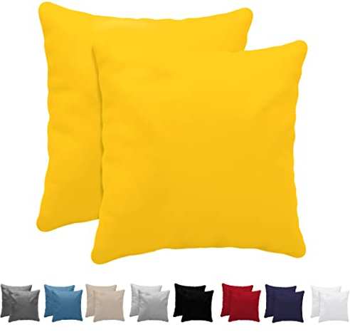 Dreamzie Kopfkissenbezug, 50 x 50 cm (2 Stück), 100% Baumwolle, Jersey, 150 g/m², gelb, Kissenbezug 50 x 50 cm, Baumwolle, strapazierfähig, hypoallergen, für Kopfkissen