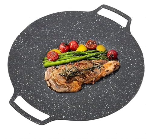 BORDSTRACT Poêle à Griller Coréenne, Barbecue coréen gril antiadhésif, Poêle à barbecue pour cuisinière gaz, induction, , grillades intérieures ou extérieures (Universel 33cm)