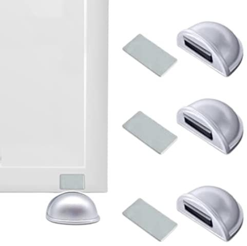Fermaporta magnetico - Fermoporta da pavimento 4 pezzi - Fermaporte da terra adesivi - Blocca porta da pavimento grey - Paracolpi porta (gris 4)