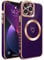 ECZOIL Compatible with iPhone 13 Pro Case MagSafe,Full Camera Lens Protection Luxury Electroplated Cute Heart Magnetic Case for iPhone 13 Pro for Women Girls-Deep Purple