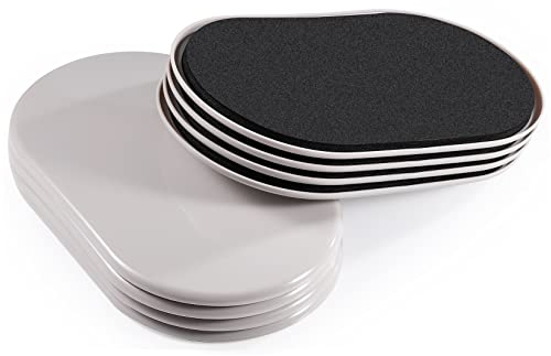 Große Möbelgleiter für Teppich- und Hartholzböden, oval, wiederverwendbar, robuste Möbelgleiter, einfach und sicher, 24,9 x 14,5 cm, Beige, 8 Stück