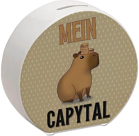 Mein Capytal Spardose mit witzigem Capybara EIN buntes Sparschwein um Kapital aufzubauen Wasserschwein Sparbüchse Geld Sparen