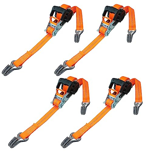 PETEX 4X Automatik-Ratschenspanngurt, selbstaufrollend, 1-teilig, 5 m x 35 mm, 1.000/2.000 daN, orange, Sicherheits-Doppelspitzhaken