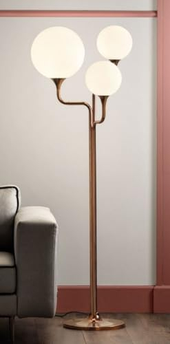 Casa Padrino Luxus Stehleuchte Kupfer/Beige 52 x 45 x H. 170 cm - Metall Stehlampe mit Glas Lampenschirmen - Luxus Stehleuchten - Luxus Qualität - Made in Italy