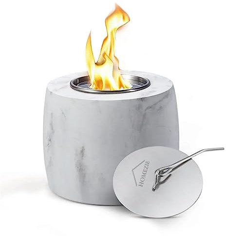 Homezie Tischkamin - Für Innen & Außen - Runder Marmor - Bio Ethanol Atmosphäre Kamin - Elektrischer Kamin - Elektrischer Ofen - Elektrischer Ofen Atmosphäre Kamin - Atmosphäre Kamin elektrisch