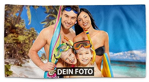 PR Print Royal Badetuch personalisiert mit Foto - Personalisiertes Handtuch Bedrucken Querformat - Individuelle Geschenke für Freunde und Familie zum Geburtstag, Weihnachten | 140 x 70 cm