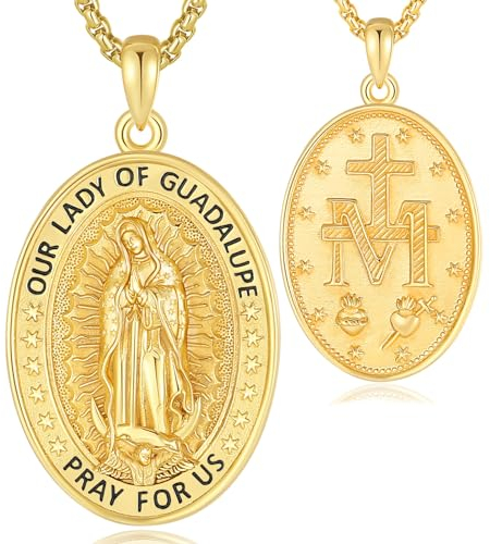 EUDORA Jungfrau Maria Unsere Dame von Guadalupe Kette für Damen Sterling Silber 18 Karat Vergoldet, Miraculous Medaillen Anhänger Unserer Lieben Frau von Guadalupe Schmuck Geschenk für Frauen, 55cm