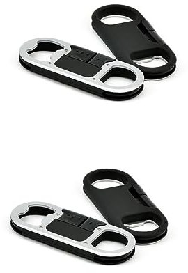 Gatuida Lot De 2 Porte-clés Multifonctions Câble De Chargement Câble De Données Décapsuleur Pour Appareils Noir