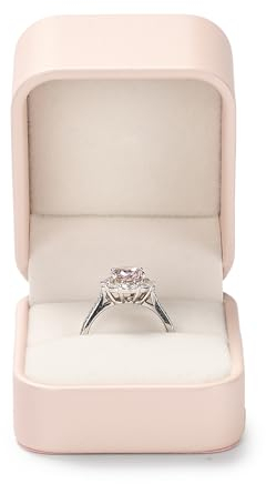 Oirlv PU Leder Rosa Klassisch Ringbox Aufbewahrungsbox Geschenkbox für Hochzeit,Vorschlags Hochzeitstag