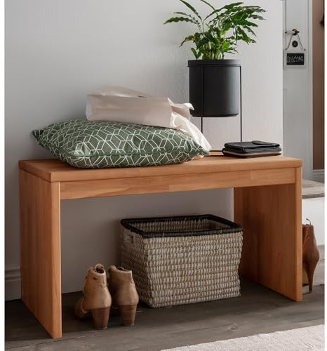 Lomadox Massivholz Flurbank Garderobenbank Buche 82x45x40 cm (BxHxT)