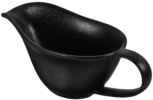 PRETYZOOM Gravy Boat Black Ceramic Creamer Cup with Handle Coffee Creamer Pitcher Gravey Pourer Dish Sauce Jug Tea Serving Pitcher Honey Jar Condiment Containers