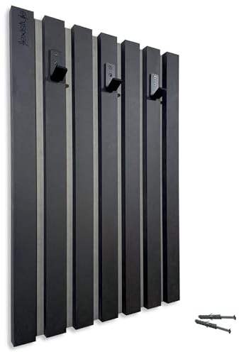 FLEXISTYLE Kleiderhaken Holz Schwarz – Wandgarderobe Paneel 40x60 cm, Garderobenhaken, Flurgarderobe, Wandhaken, Garderobe Flur, Garderobe Holz, Garderobe Eiche, Wandgarderoben Panelle