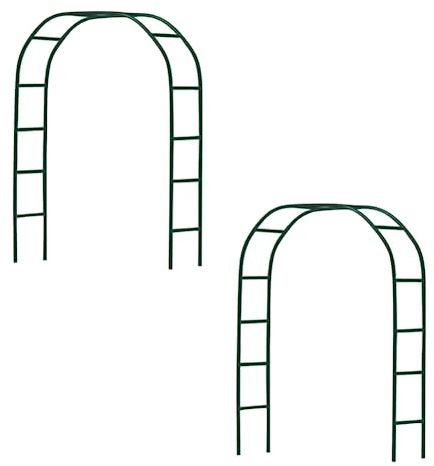 Newsmarts Gartenbogen aus Metall, 2 Stück, 2 m, Armeegrün, Gartenlaube für verschiedene Kletterpflanzen, Rosen, Reben, Brautparty, Dekoration