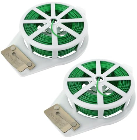MaoNativey 2 Rollos Corbata de jardín, 200m Alambre Plastificado Verde, Lazos de Torcedura para Planta con Cortador Giratoria Reutilizables para Sujetar Plantas, Ideal para Jardín, Hogar
