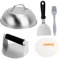 Dadabig Burgerpresse Set, Edelstahl Burgerglocke Set Burger Smasher mit Burger Zubehör Burgerpresse Bratbürsten Pfannenwender Burgerglocken und 100 Pergamentpapier Hamburger Patty Maker für Grillen