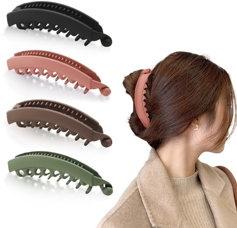 4 Stück Banana Clip Dickes Haar Banana Clip Groß Banana Hair Clip, Pferdeschwanz Haarspange Bananen Haarspange Vintage Haarspange Bananenspange Stabil Bananenspange Haare Dickes Haar Groß