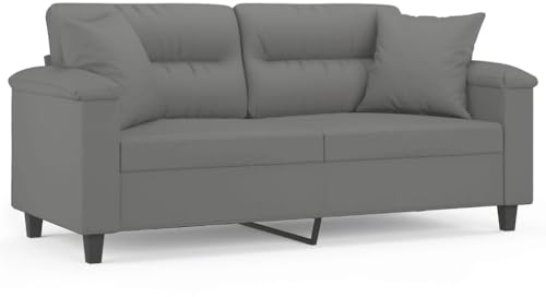 Willood 2-Sitzer-Sofa mit Kissen Liegesofa für Wohnzimmer, Polstersofa Sessel Relaxsofa Loungesofa Relaxcouch Dunkelgrau 140 cm Mikrofasergewebe