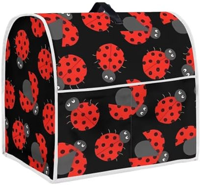 Jndtueit Red Ladybug Stand Mixer Cover with Pocket and Top Handle,Dust Proof Kitchen Aid Mixer Cover,Farmhouse Kitchen Accessories Protector