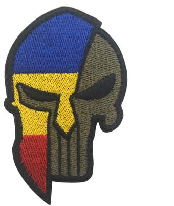 Aspcsmomt National Flag Skull Patches,Embroidered Tactical Morale Punisher Patch Hook and Loop Fastener Sew on Backpack Jacket Cap Uniform Coat Hat (Romania)