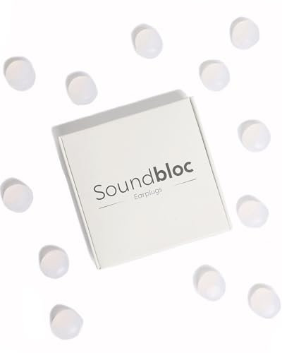 Soundbloc Earplugs™ - Ear Plugs for Sleep - Custom Fit Noise Cancelling Reusable Soft Silicone, 27dB Sound Reduction - Swimming, Travel, Focus, Work. (Air, Small - Medium)