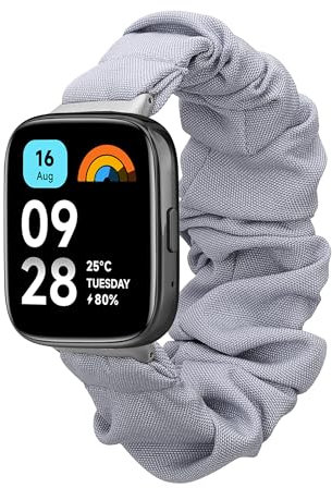 kwmobile Ersatz Armband kompatibel mit Xiaomi Redmi Watch 3 Active/Redmi Watch 3 Lite - Smartwatch Scrunchie Haargummi Design Blaugrau - Innenmaße 14-19 cm