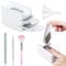 Portable Nail Dip Powder Kit with Recycling Tray, 2 Spoon Metal Cuticle Pusher, Nail Dust Brush & File for DIY French Manicure at Home