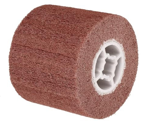 sourcing map 120mmx100mm 60 Grit Non-Woven Polishing Burnishing Wheel Nylon Wire Drawing Abrasive Flap Wheel for Stainless Steel Copper, Red