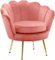 GARDENIA Poltrona con schienale a Conchiglia, Imbottita, con gambe Cromate, Ideale per salotto, camera da letto, e ufficio Poltrona in Vellutino, Rosa, 77x79xH77 CM Atene XL