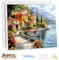 MEIYUDA Peinture par Numero Adulte avec Cadre Lac Sea Town, DIY Peinture Acrylique pour Débutants, Peinture par Numero Facile sur Toile Avec Peintures et Pinceaux Decoration Maison Cadeau 40x30cm