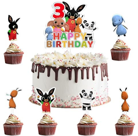 7 Stück Bunny Tortendeko,Bunny Cake Topper,Bunny Kuchen Deko Geburtstag,Bunny Cake Birthday Party Decoration,Geeignet für geburtstage