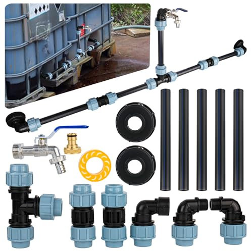 Ibc Adapter Mit Schwanenhals Messing Wasserhahn, S60x6 Wasserhahn Absperrhahn 3/4 Zoll Für 2 Ibc Tanks Nebeneinander/Regentanks Inkl, Für Ibc Tank Zubehör 1000l Regenwassertank Schlauchverschraubung