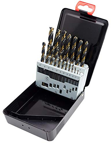 GERYWOLF 19 pcs Drill Bit Set, HSS-G Turbine Drill, Multi-Tip Cutting, Black and Gold Finish, Metal Drill Bit Set with Index Box, for Alloy Steel, Cast Iron and Sheet Metal (1.0 mm - 10.0 mm)