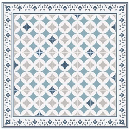 micasia Vinylteppich nass abwischbar Muster Bodenschutz - Made in Germany - Geometrisch Fliesenoptik 2,2mm dünne Vinyl Bodenmatte blau Küche Flur trittsichere Matte 3073 (140x140cm)