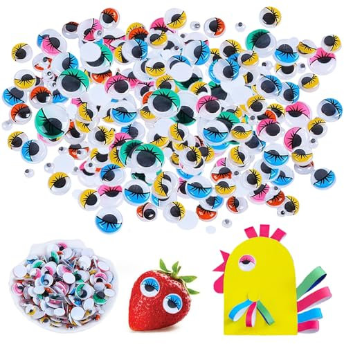 LUMOOM 300 Stück Selbstklebend Wackelaugen, Wiggle Eyes Augen Kunststoff Puppe Augen, Kulleraugen für Kunsthandwerk Dekoration, für DIY Scrapbooking Spielzeuge Zubehör (Mehrfarbig)