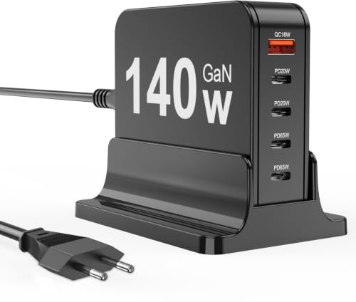 Bototek USB-C Ladegerät, 5 Port Ladestation mit 140W Ladestation für iPhone, iPad, Handy, Tablets, und andere Elektronik