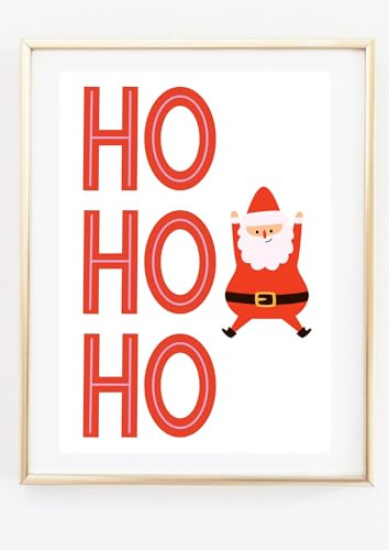 Din A4 Kunstdruck ohne Rahmen - Ho Ho Ho - Weihnachten Weihnachtsmann Nikolaus Advent Winter Deko - Bild Poster Druck